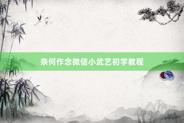 奈何作念微信小武艺初学教程