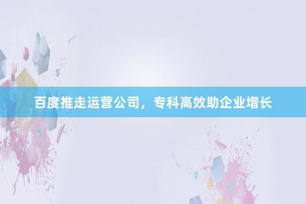 百度推走运营公司，专科高效助企业增长