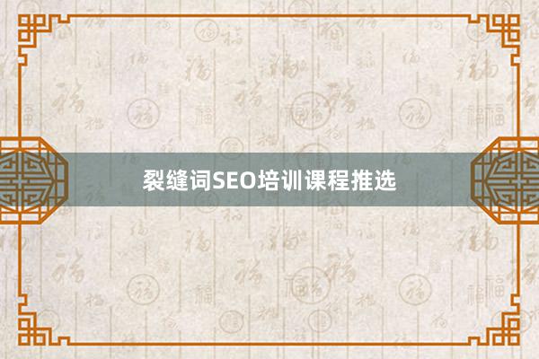 裂缝词SEO培训课程推选